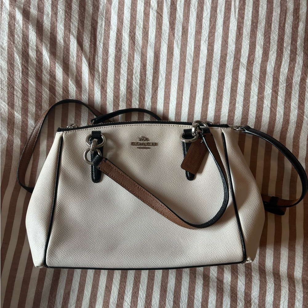 Coach Cream and Brown Satchel